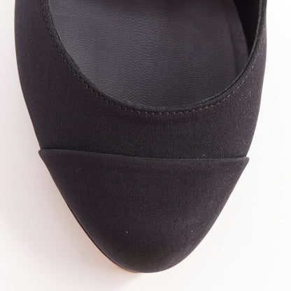 Women's Chanel Satin Gold Bolt Heel Pumps