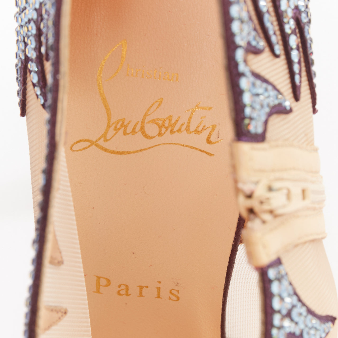 Women's Christian Louboutin Suede Crystal Mesh Boots