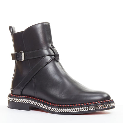 Women's Christian Louboutin Leather Buckle Boots
