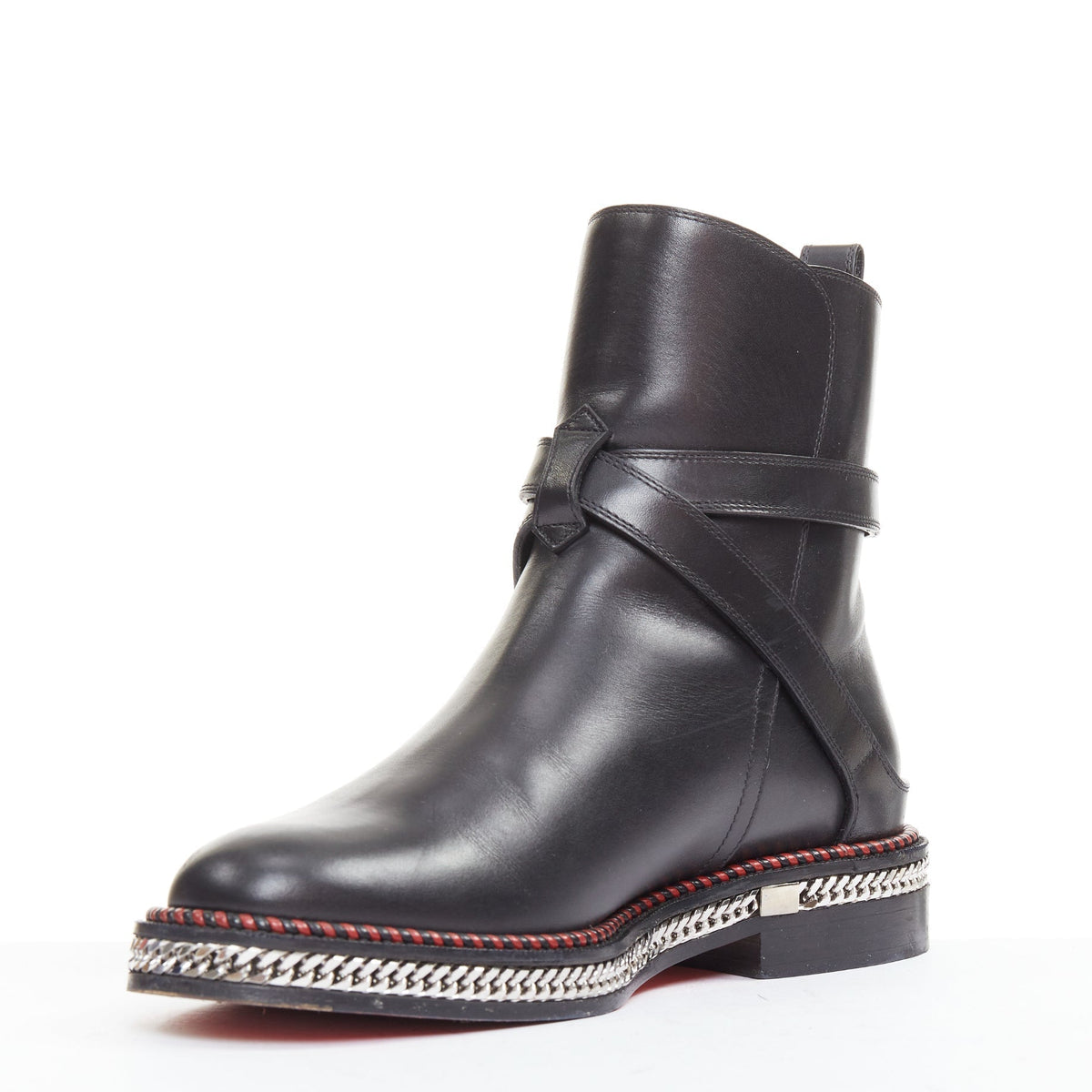 Women's Christian Louboutin Leather Buckle Boots