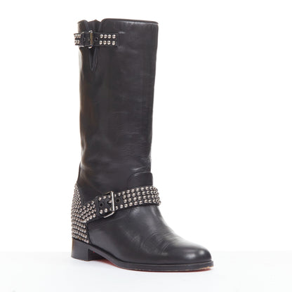 Women's Christian Louboutin Studded Wedged Boots