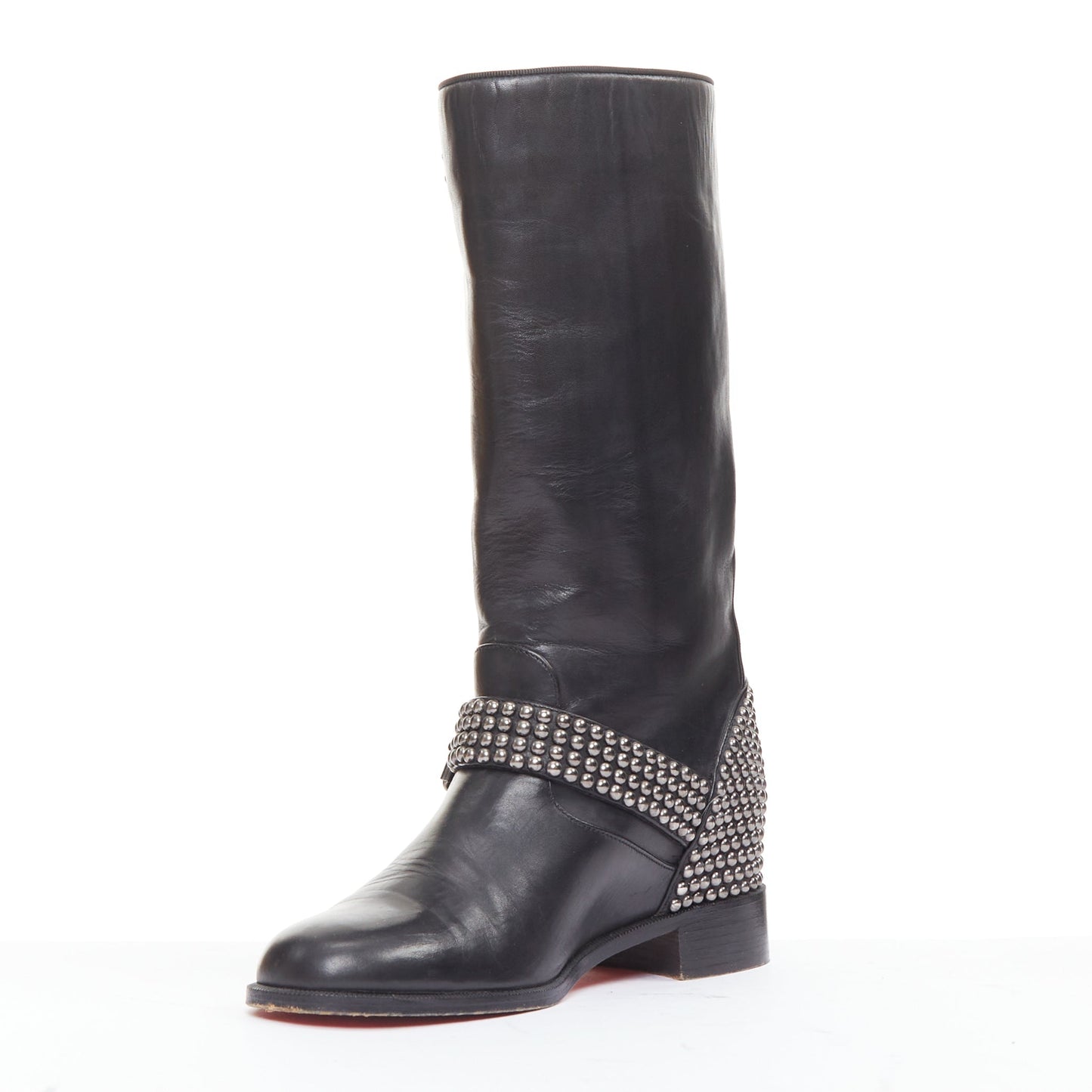 Women's Christian Louboutin Studded Wedged Boots