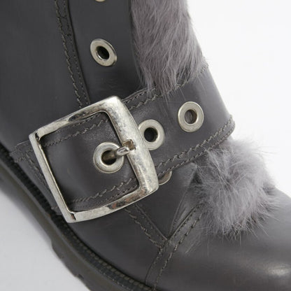 Women's Alexander Mcqueen Leather Fur Combat Boot