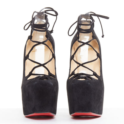 Women's Christian Louboutin Suede Square Toe Pumps