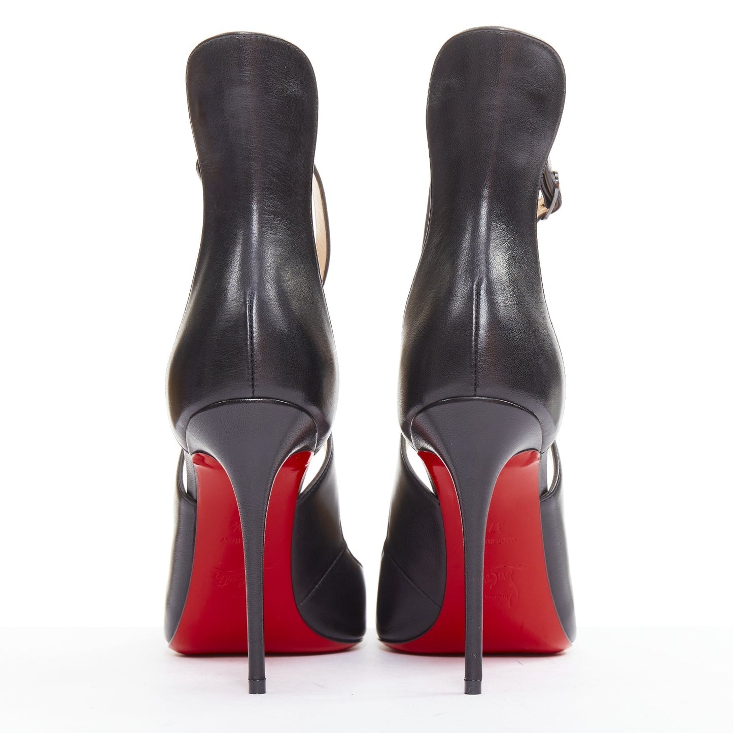 Women's Christian Louboutin Leather Cross Strap Pumps