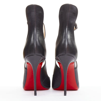 Women's Christian Louboutin Leather Cross Strap Pumps