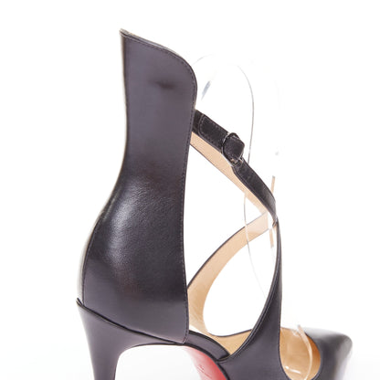Women's Christian Louboutin Leather Cross Strap Pumps