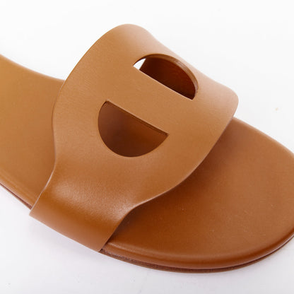 Women's Hermes Leather Flat Sandal Slippers