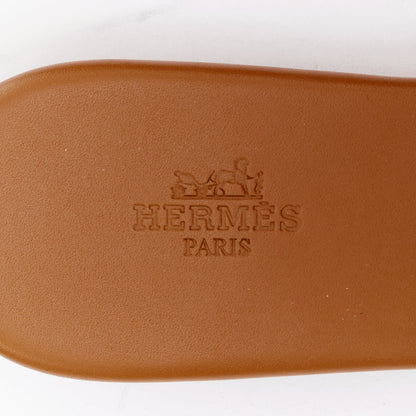 Women's Hermes Leather Flat Sandal Slippers