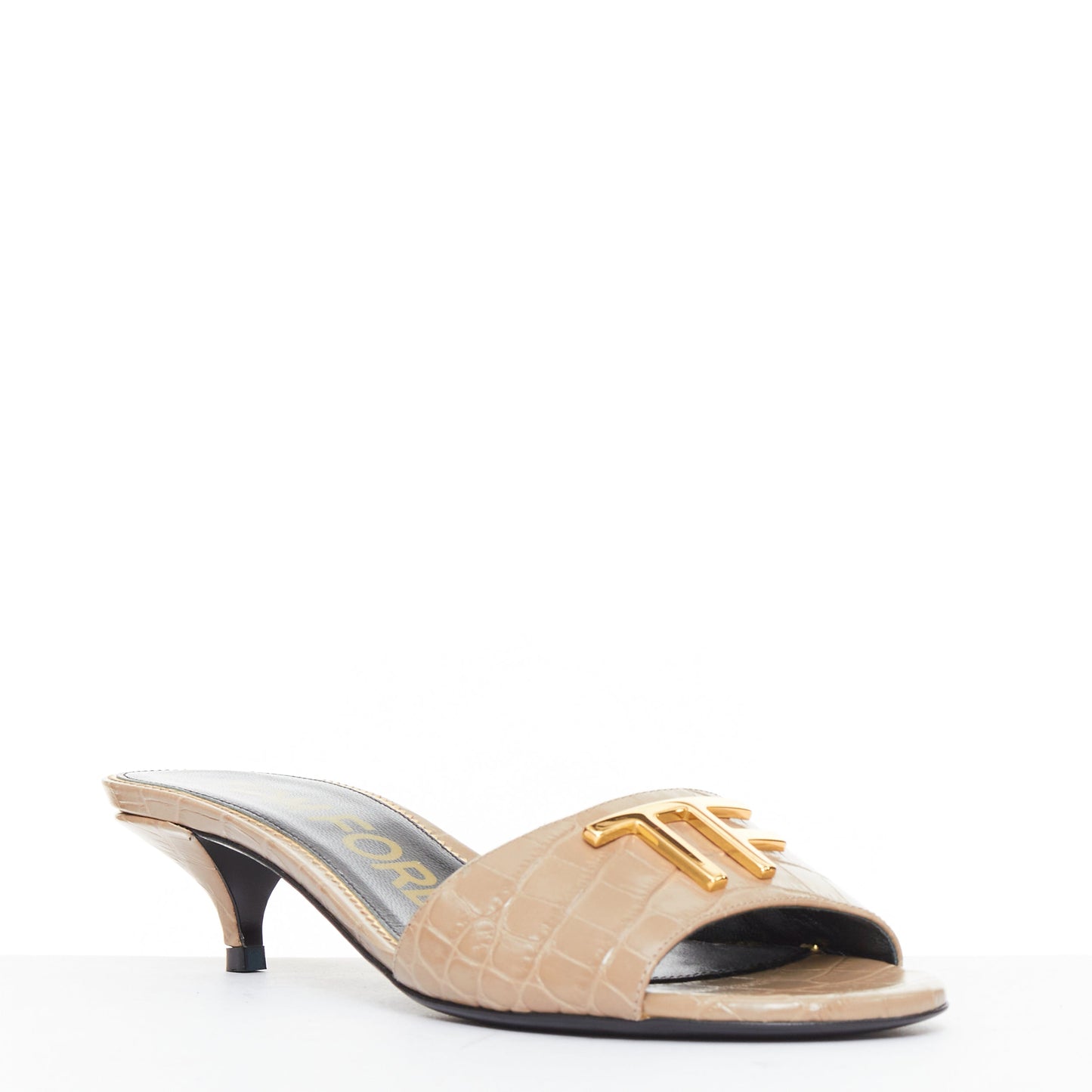 Women's Tom Ford Croc Embossed Leather Sandal