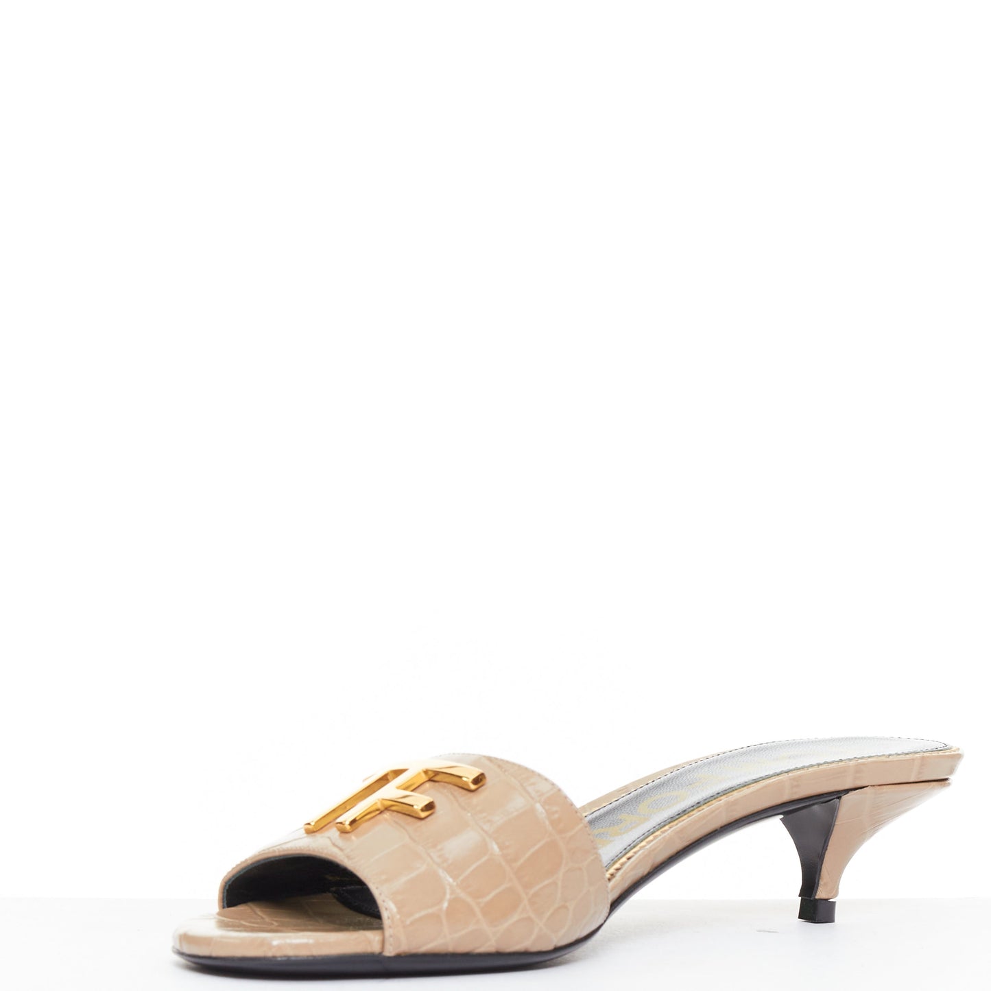 Women's Tom Ford Croc Embossed Leather Sandal