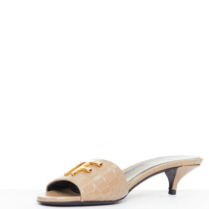 Women's Tom Ford Croc Embossed Leather Sandal