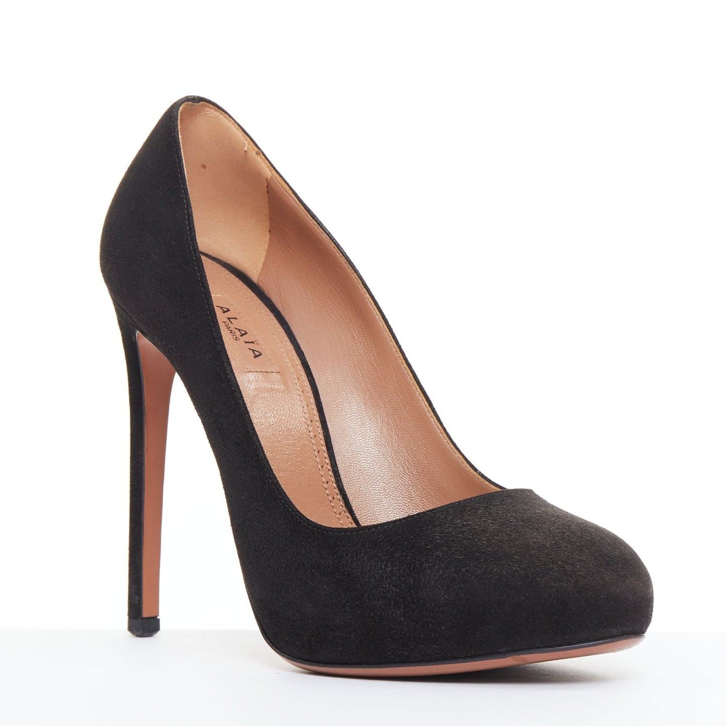 Women's Alaia Suede Leather Almond Toe Court Pumps