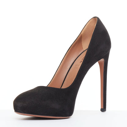 Women's Alaia Suede Leather Almond Toe Court Pumps