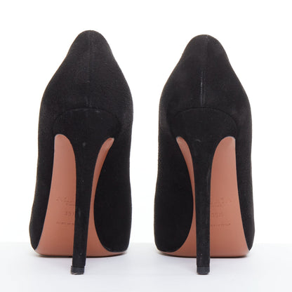 Women's Alaia Suede Leather Almond Toe Court Pumps