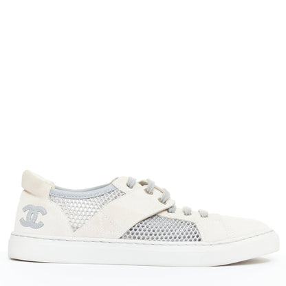 Women's Chanel Mesh Suede Panel Sneakers
