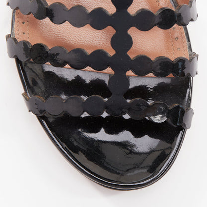 Women's Alaia Patent Scalloped Cage Sandals