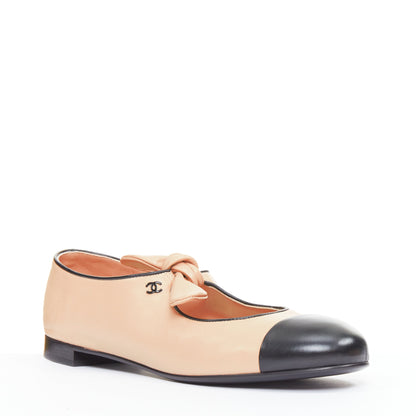 Women's Chanel Lambskin Leather Ribbon Flats