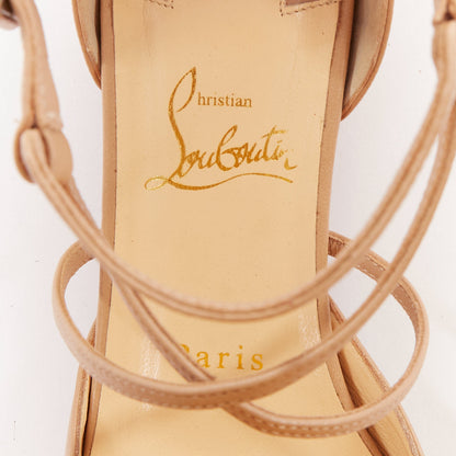 Women's Christian Louboutin Leather Strappy Flats