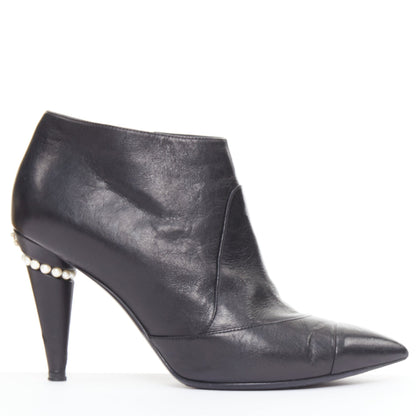 Women's Chanel Leather Cone Heel Ankle Boots