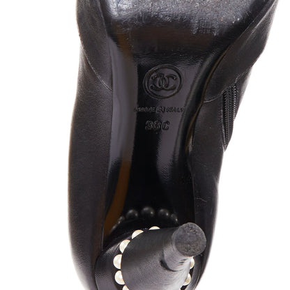 Women's Chanel Leather Cone Heel Ankle Boots