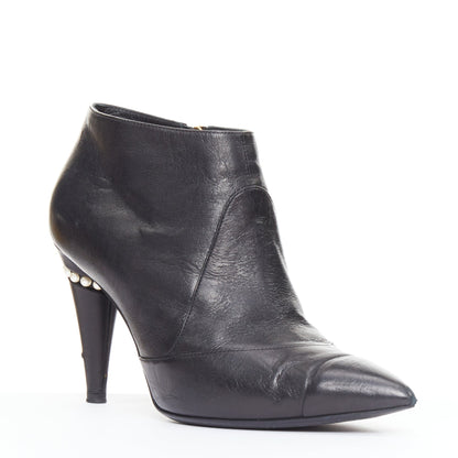 Women's Chanel Leather Cone Heel Ankle Boots