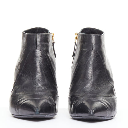 Women's Chanel Leather Cone Heel Ankle Boots