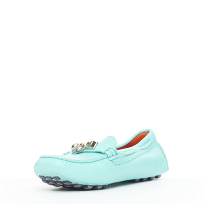 Women's Hermes Leather Silver Stud Driving Loafers