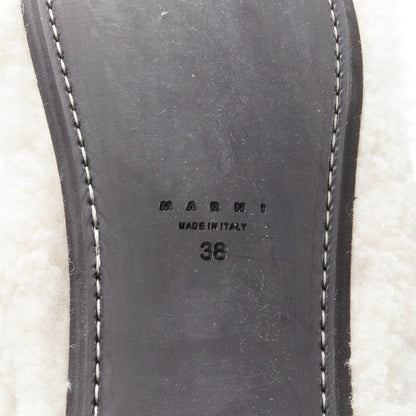 Women's Marni White Shearling Flat Sandals