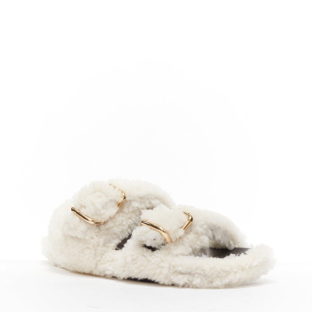 Women's Marni White Shearling Flat Sandals