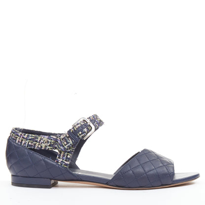 Women's Chanel Quilted Lambskin Tweed Sandals