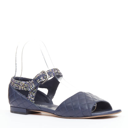 Women's Chanel Quilted Lambskin Tweed Sandals
