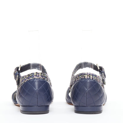 Women's Chanel Quilted Lambskin Tweed Sandals