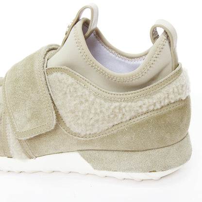 Women's Moncler Suede Shearling Logo Sneakers