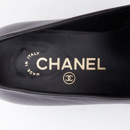 Women's Chanel Leather Gold Logo Loafers