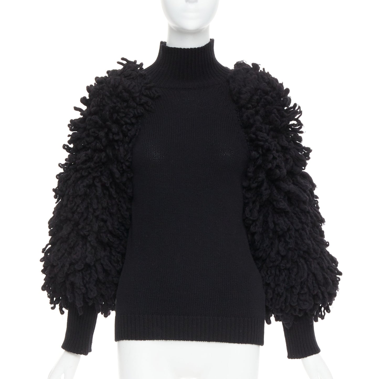 Men's Valentino 2024 Boucle Yarn Sleeves Turtleneck