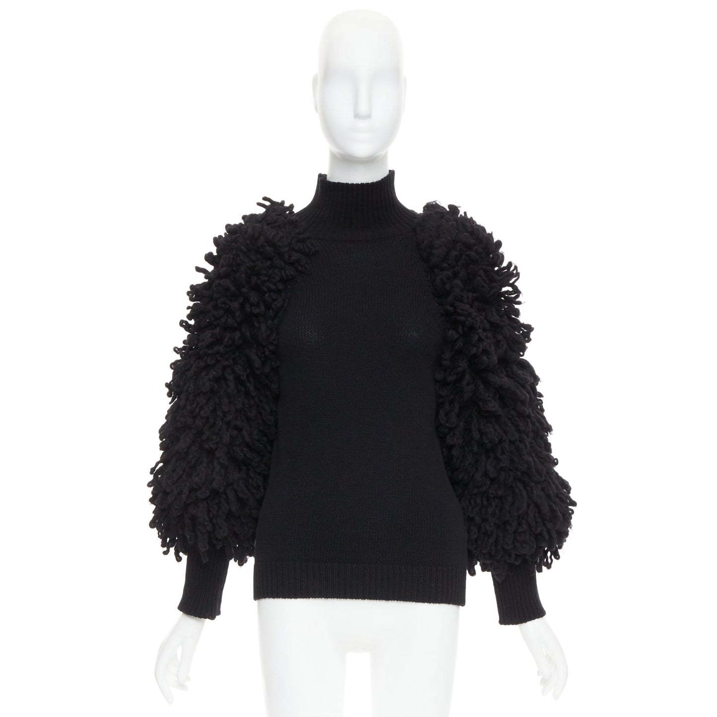 Men's Valentino 2024 Boucle Yarn Sleeves Turtleneck