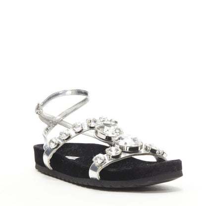 Women's Miu Miu Velvet Crystal Flat Sandals