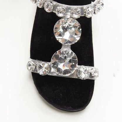 Women's Miu Miu Velvet Crystal Flat Sandals