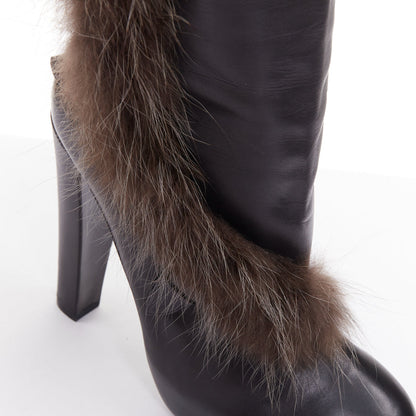 Women's Hermes Leather Fur Lined Boots