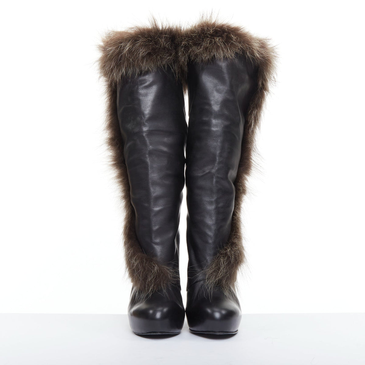 Women's Hermes Leather Fur Lined Boots
