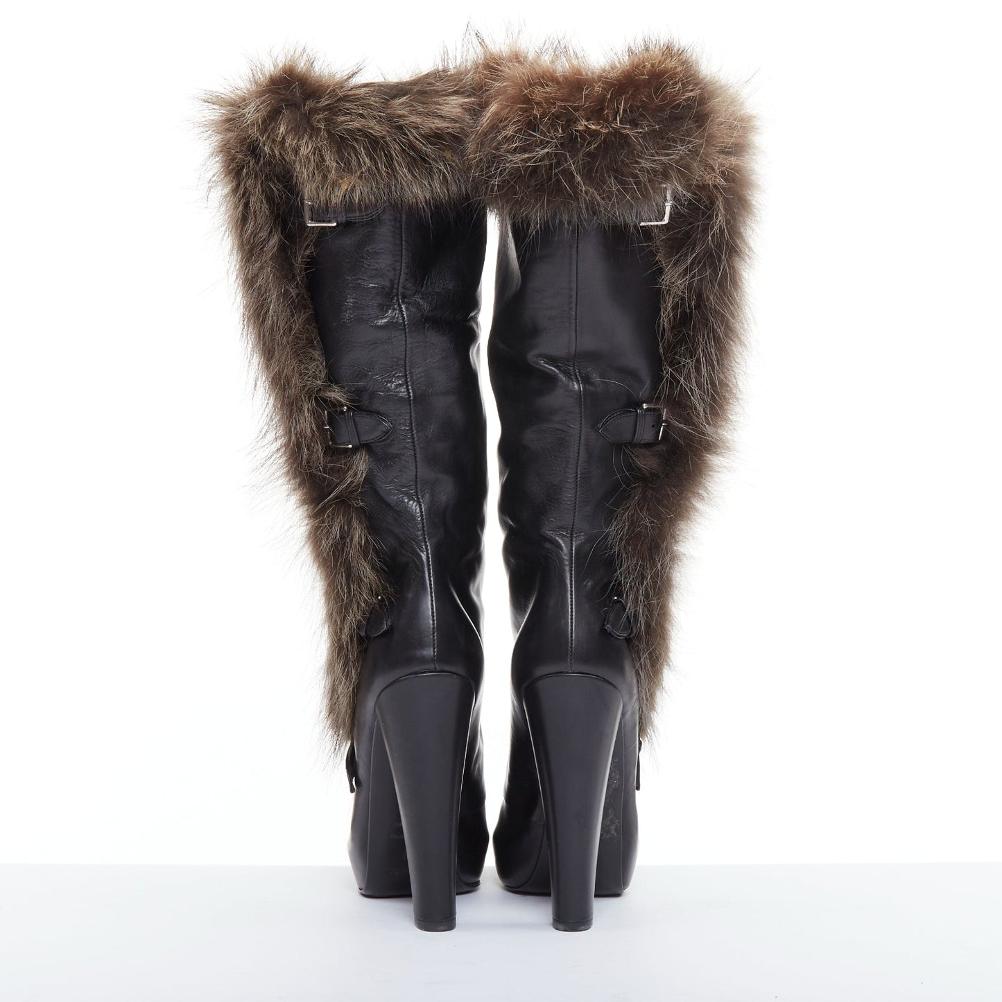 Women's Hermes Leather Fur Lined Boots