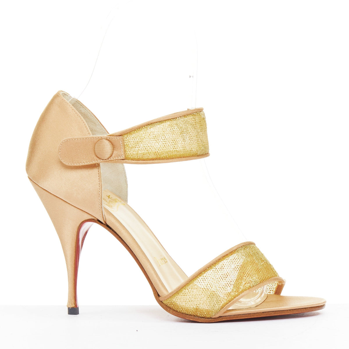 Women's Christian Louboutin 201 gold Lace Sandals