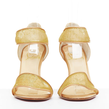 Women's Christian Louboutin 201 gold Lace Sandals