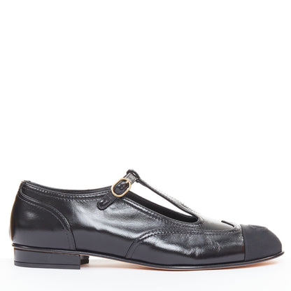 Women's Chanel Leather Grosgrain T-Strap Flats