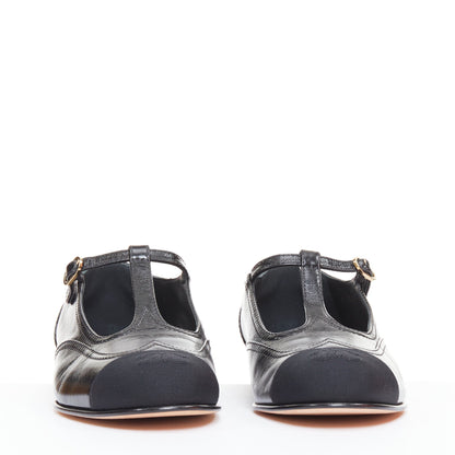 Women's Chanel Leather Grosgrain T-Strap Flats