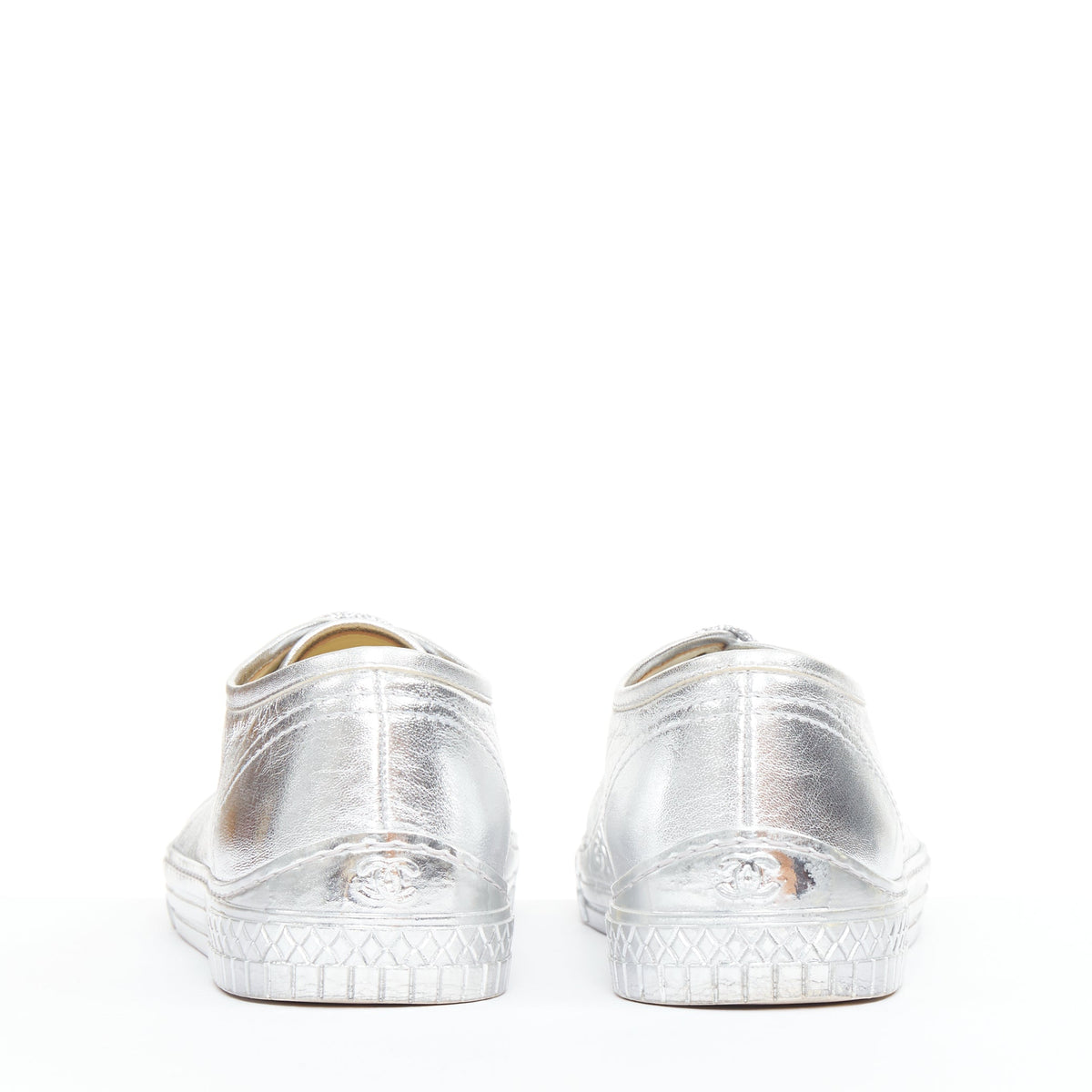 Women's Chanel Leather Glitter Sneakers
