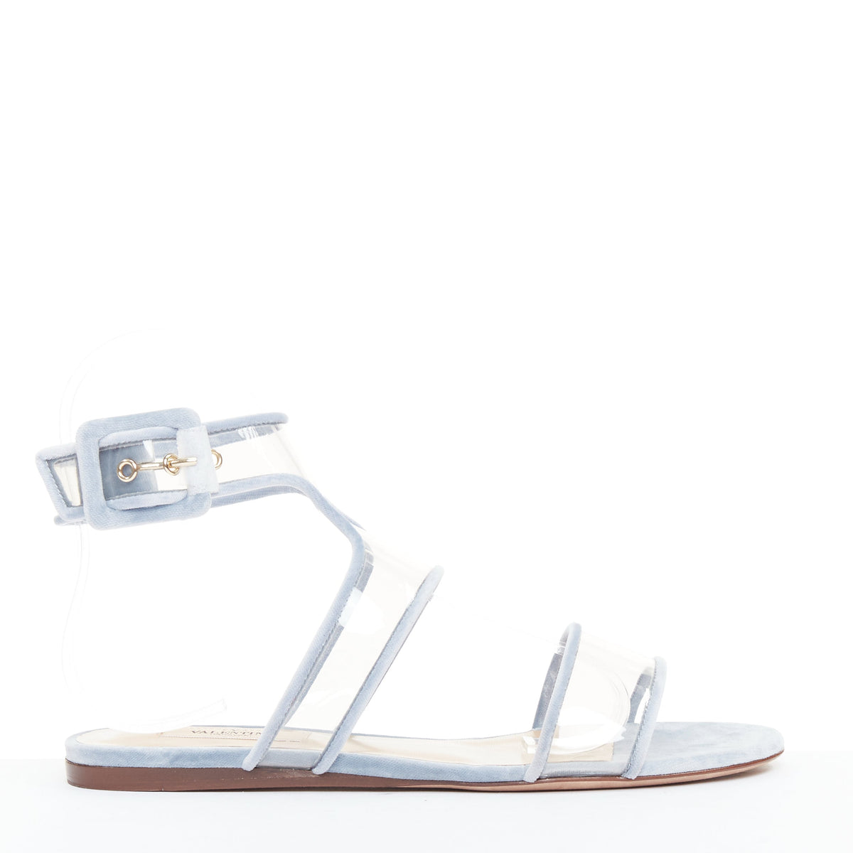 Women's Valentino Velvet Trim Clear PVC Strappy Sandals