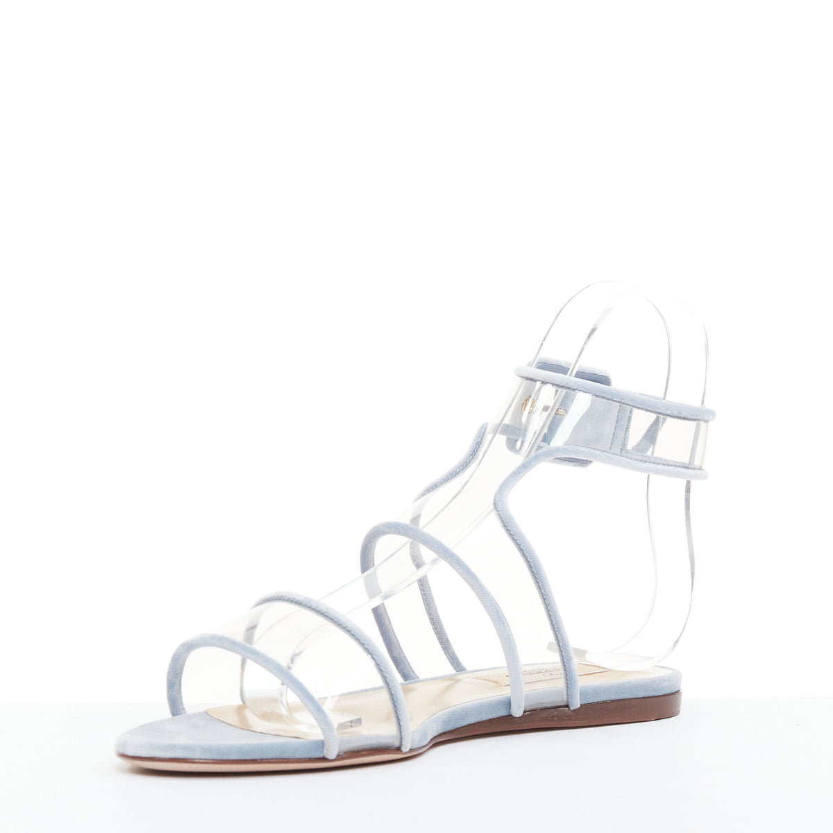 Women's Valentino Velvet Trim Clear PVC Strappy Sandals