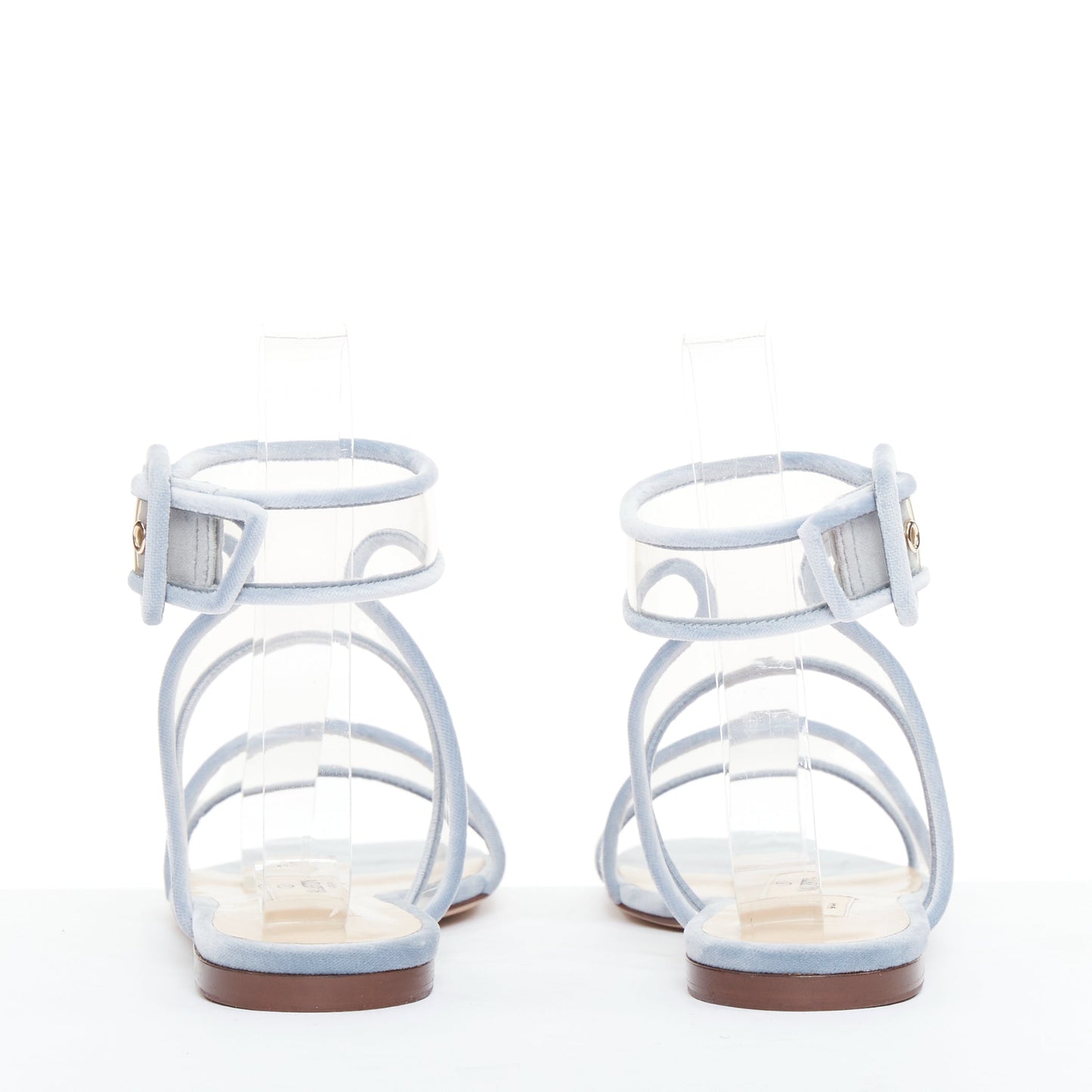 Women's Valentino Velvet Trim Clear PVC Strappy Sandals